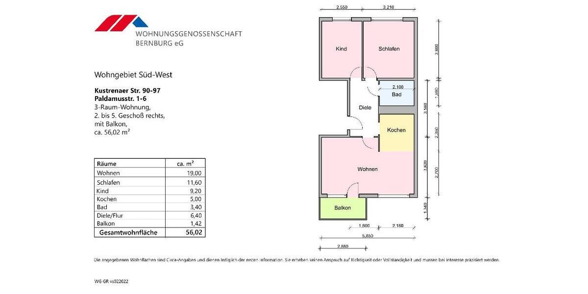 Etagenwohnung Bernburg (Saale) - 3 Zimmer, 56 m&sup2;, 337&euro; | Angebot:26148048