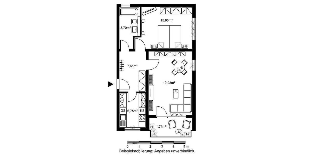 Etagenwohnung Friedrichsdorf Dillingen - 2 Zimmer, 57 m&sup2;, 730&euro; | Angebot:25742560