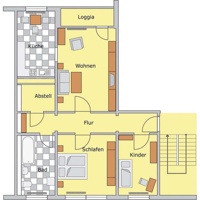 Geräumige 3-Raum-Wohnung mit großem Badezimmer zimmer