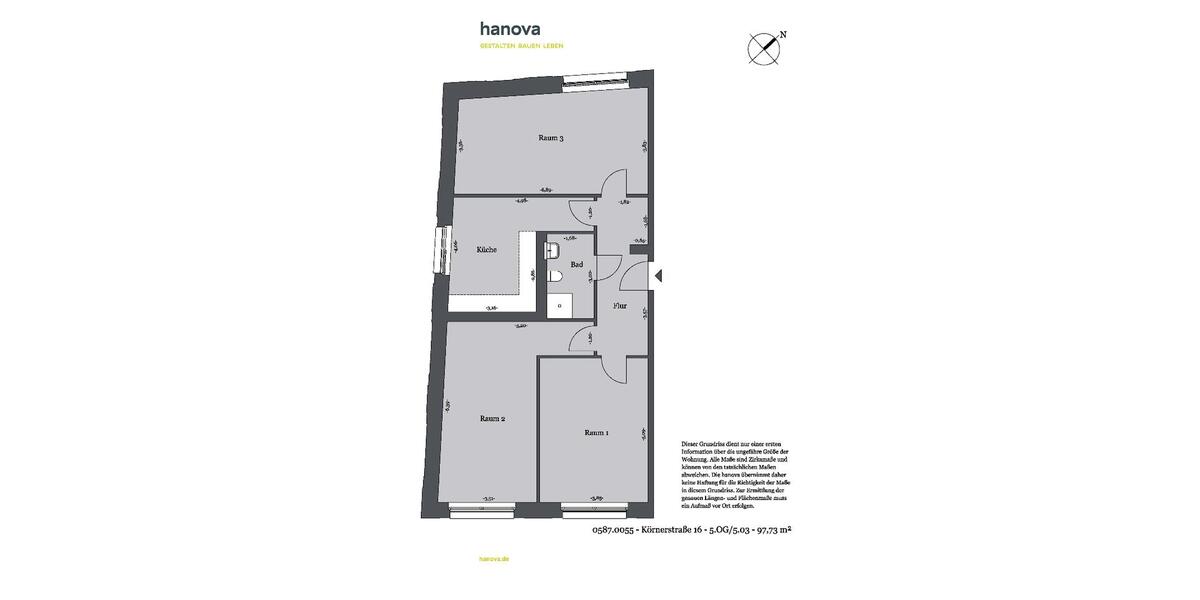Etagenwohnung Hannover - 3 Zimmer, 98 m&sup2;, 1.173&euro; | Angebot:25569891