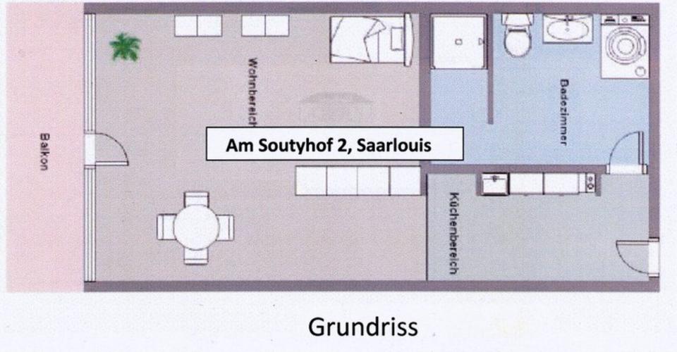 Etagenwohnung Saarlouis - 1 Zimmer, 38 m&sup2;, 425&euro; | Angebot:25614172
