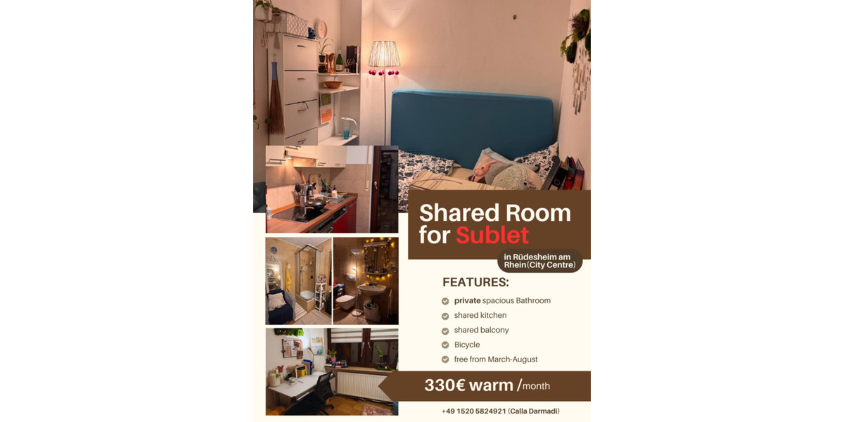 Wohnen auf Zeit Rüdesheim am Rhein - 1 Zimmer, 15 m&sup2;, 330&euro; | Angebot:24590199