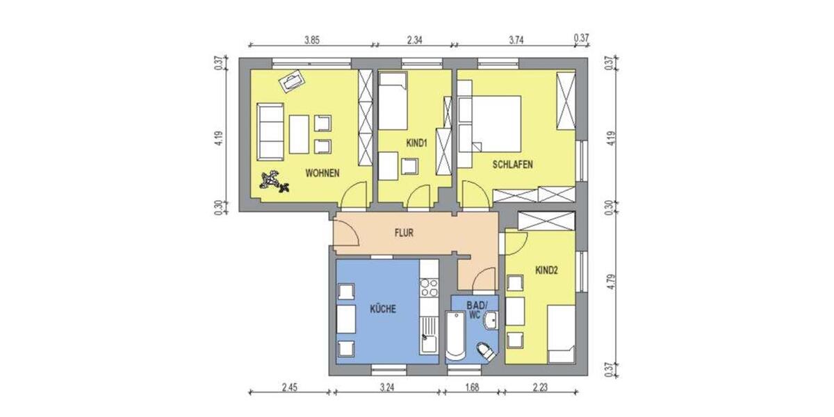 Etagenwohnung Oderwitz - 4 Zimmer, 74 m&sup2;, 375&euro; | Angebot:25646205