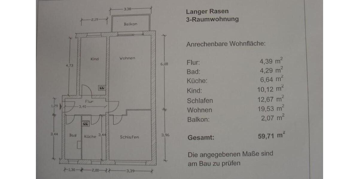 Etagenwohnung Bad Langensalza - 3 Zimmer, 60 m&sup2;, 345&euro; | Angebot:26256876