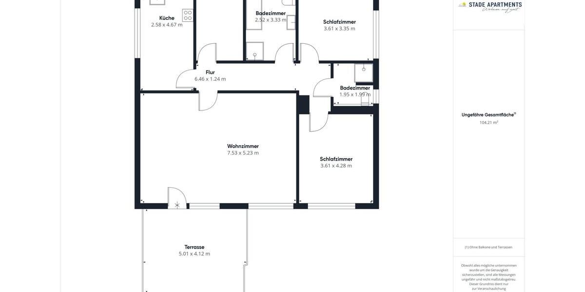 Wohnen auf Zeit Grünendeich - 3 Zimmer, 100 m&sup2;, 1.200&euro; | Angebot:23739468