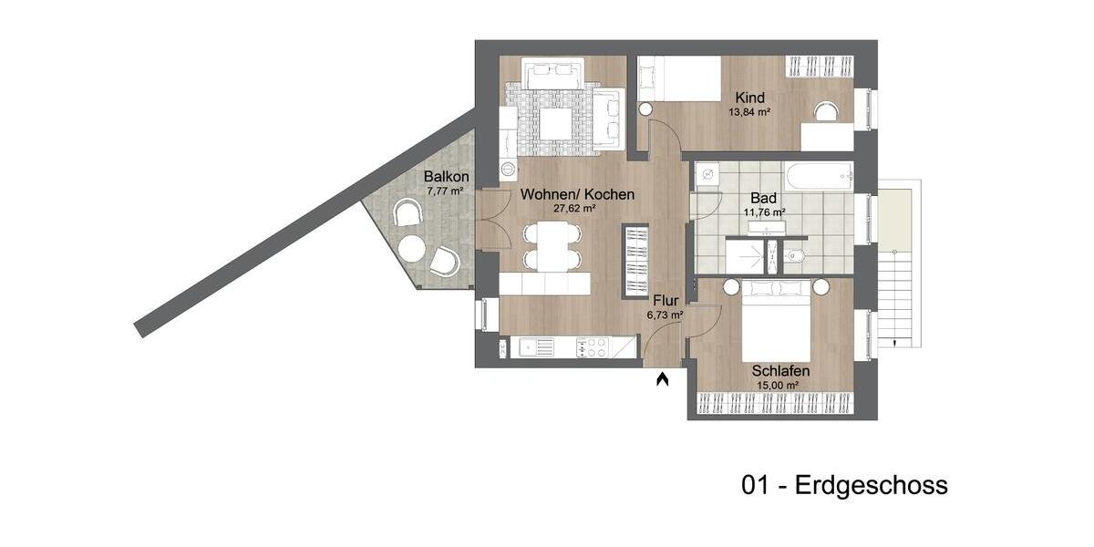 Erdgeschoßwohnung Baden-Baden Lichtental - 3 Zimmer, 79 m&sup2;, 1.250&euro; | Angebot:24867043