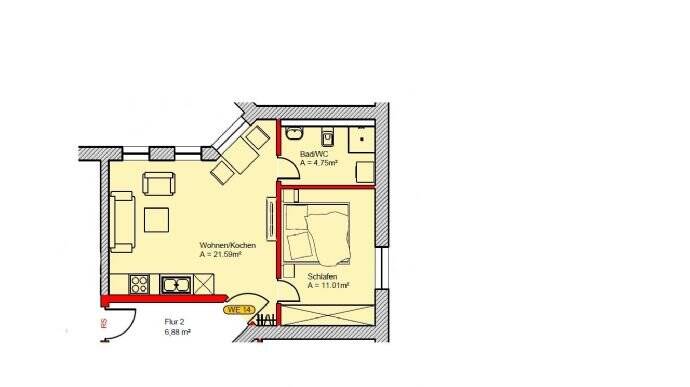 Etagenwohnung Stralsund Tribseer - 2 Zimmer, 40 m&sup2;, 320&euro; | Angebot:26859270