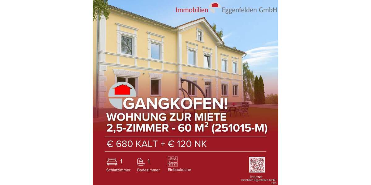Etagenwohnung Gangkofen - 2.5 Zimmer, 60 m&sup2;, 680&euro; | Angebot:24600237