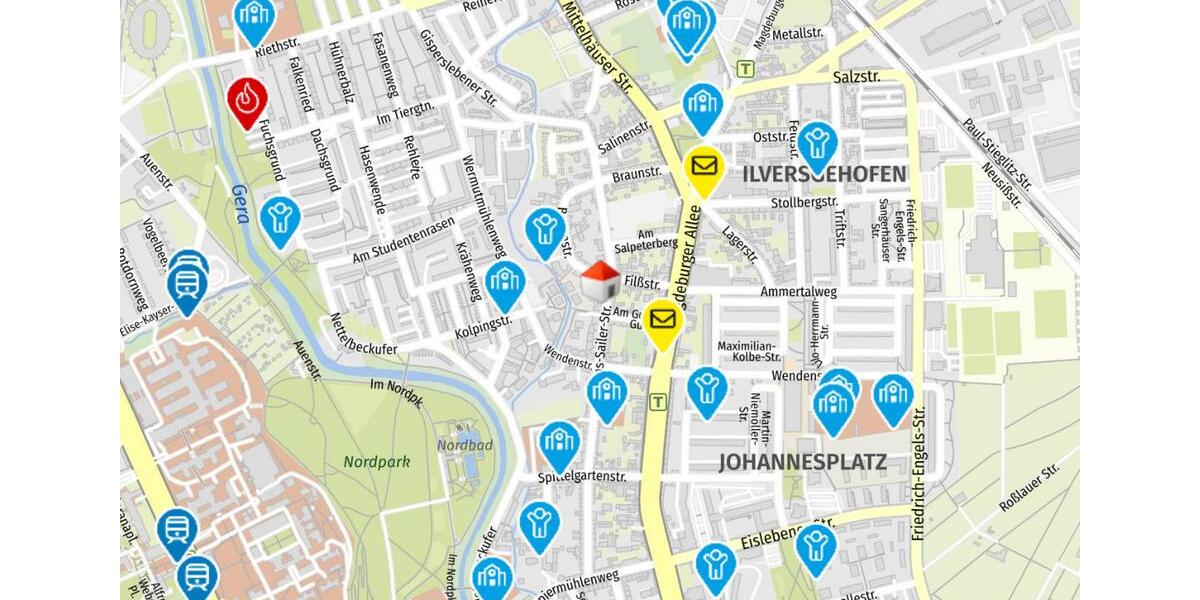 Dachgeschoßwohnung Erfurt Andreasvorstadt - 3 Zimmer, 62 m&sup2;, 560&euro; | Angebot:25366125
