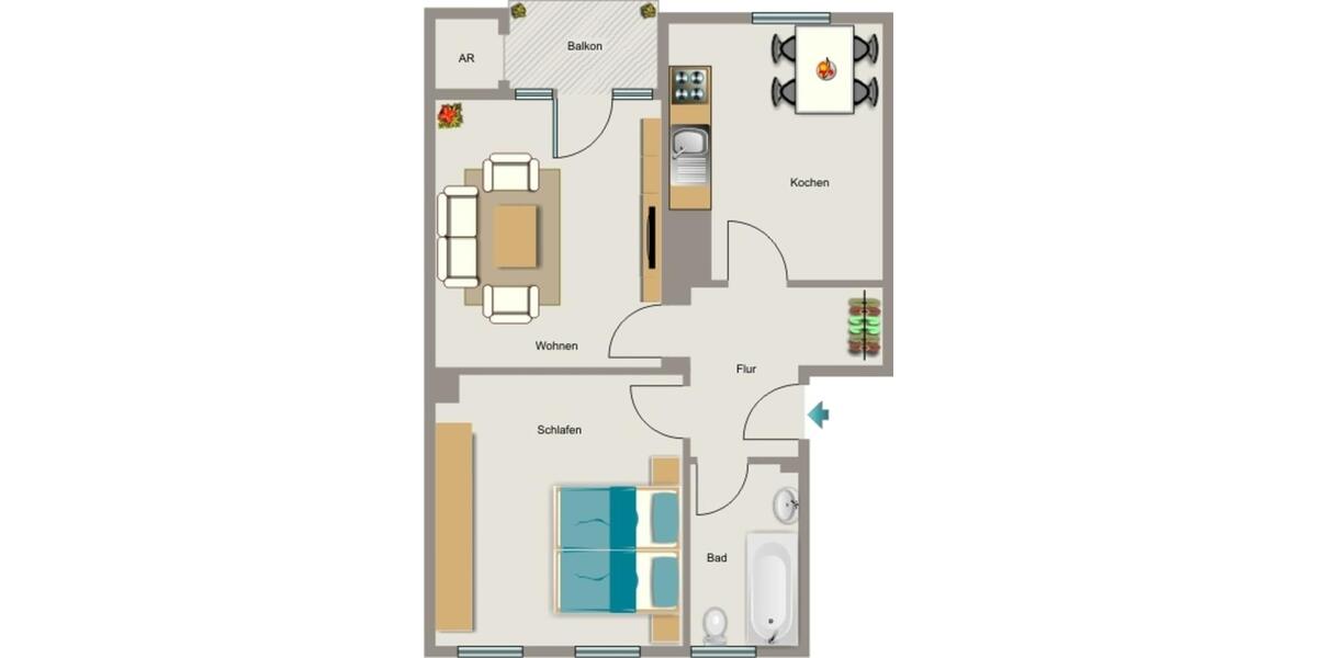 Erdgeschoßwohnung Essen Stadtbezirk III - 2.5 Zimmer, 55 m&sup2;, 459&euro; | Angebot:26470283
