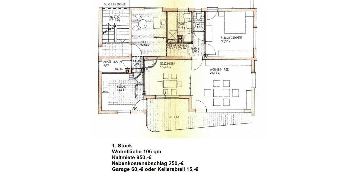 Etagenwohnung Haßfurt - 3 Zimmer, 106 m&sup2;, 950&euro; | Angebot:26381877