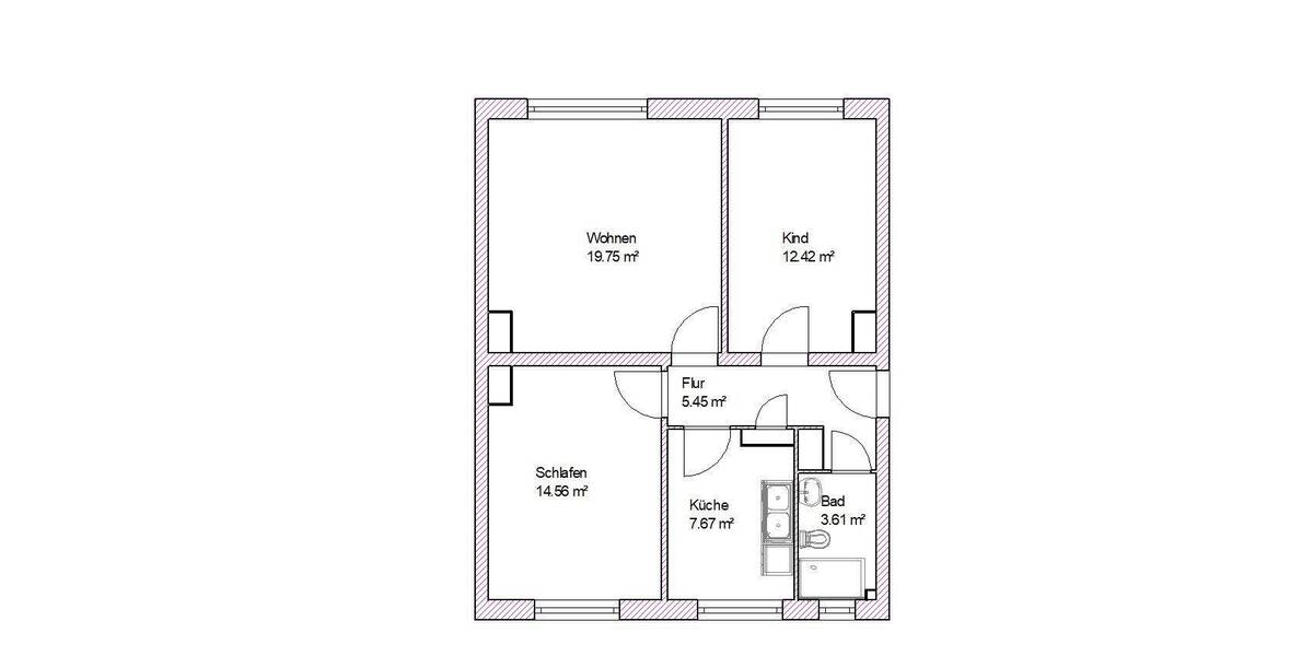 Etagenwohnung Magdeburg Leipziger Str. - 3 Zimmer, 63 m&sup2;, 474&euro; | Angebot:26807403