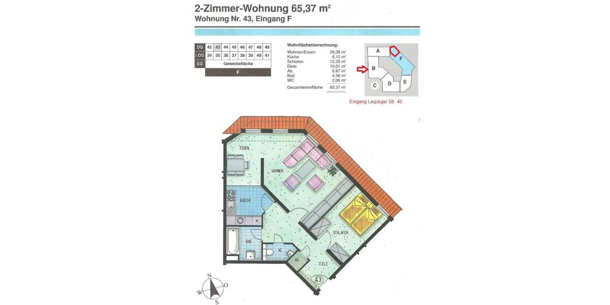 Dachgeschoßwohnung Torgau - 2 Zimmer, 65 m&sup2;, 420&euro; | Angebot:25907367