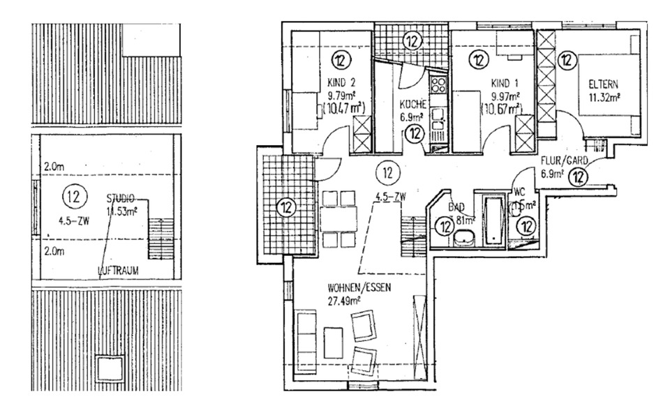 Galeriewohnung Erstbezug nach Modernisierung 4,5 Zimmer zimmer