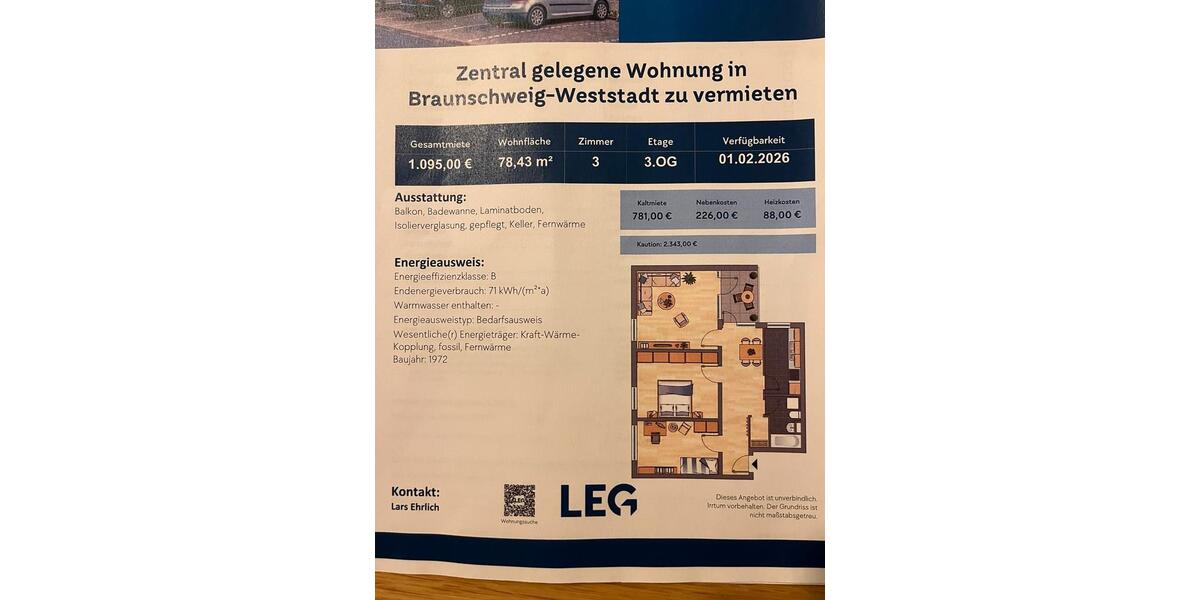 Helle 3-Zimmer-Wohnung BS-Weststadt - Einbauküche zum Verkauf 3 zimmer