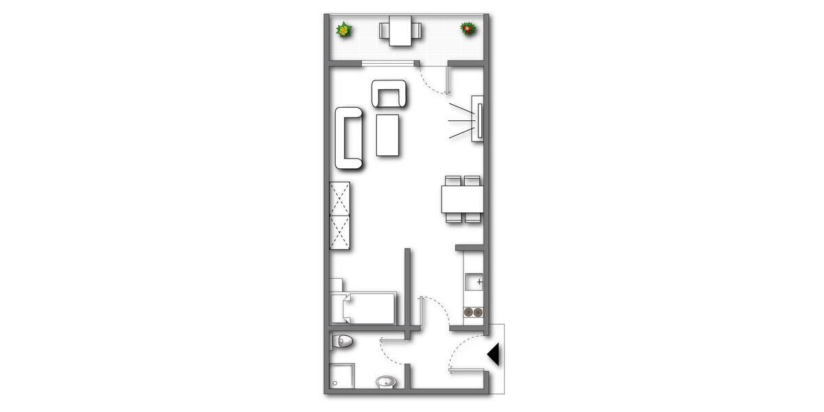Erdgeschoßwohnung Straubing - 1 Zimmer, 35 m&sup2;, 485&euro; | Angebot:25702426