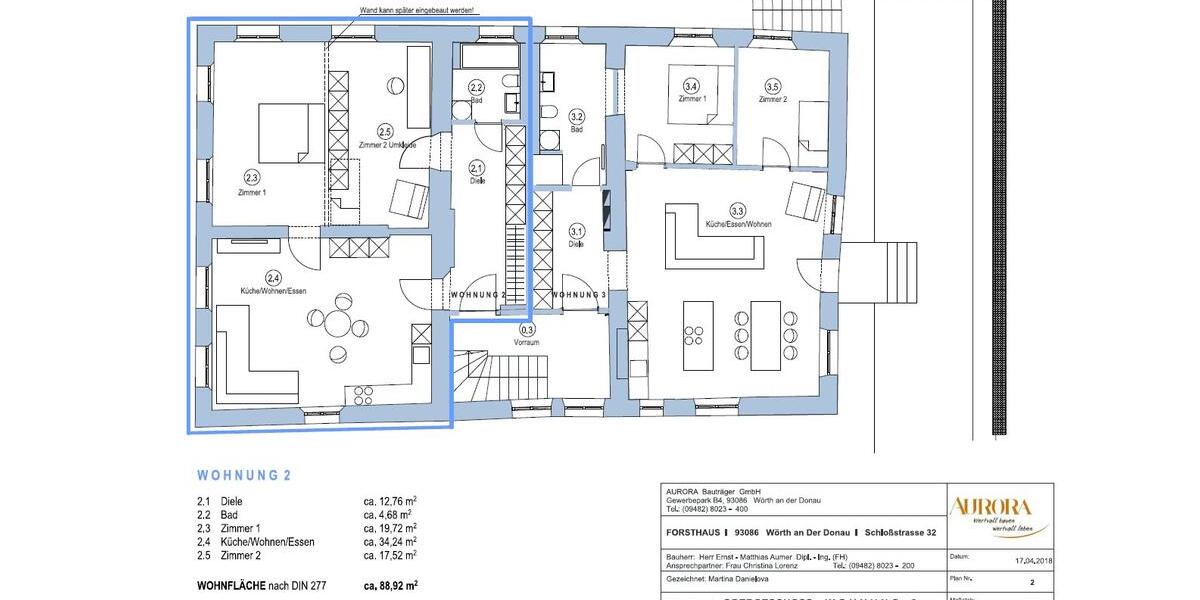Etagenwohnung Wörth an der Donau - 2 Zimmer, 90 m&sup2;, 900&euro; | Angebot:26235548