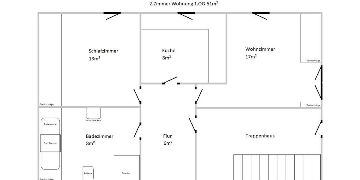 Dachgeschoßwohnung Lehre - 2 Zimmer, 50 m&sup2;, 687&euro; | Angebot:24694941