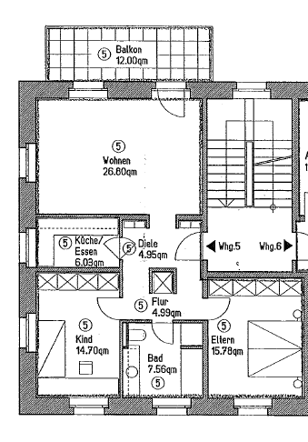 Terrassenwohnung Alf - 3 Zimmer, 87 m&sup2;, 600&euro; | Angebot:24789999