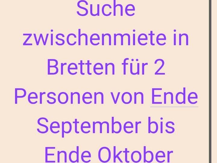 Zwischenmiete für Ende September bis Mitte Oktober