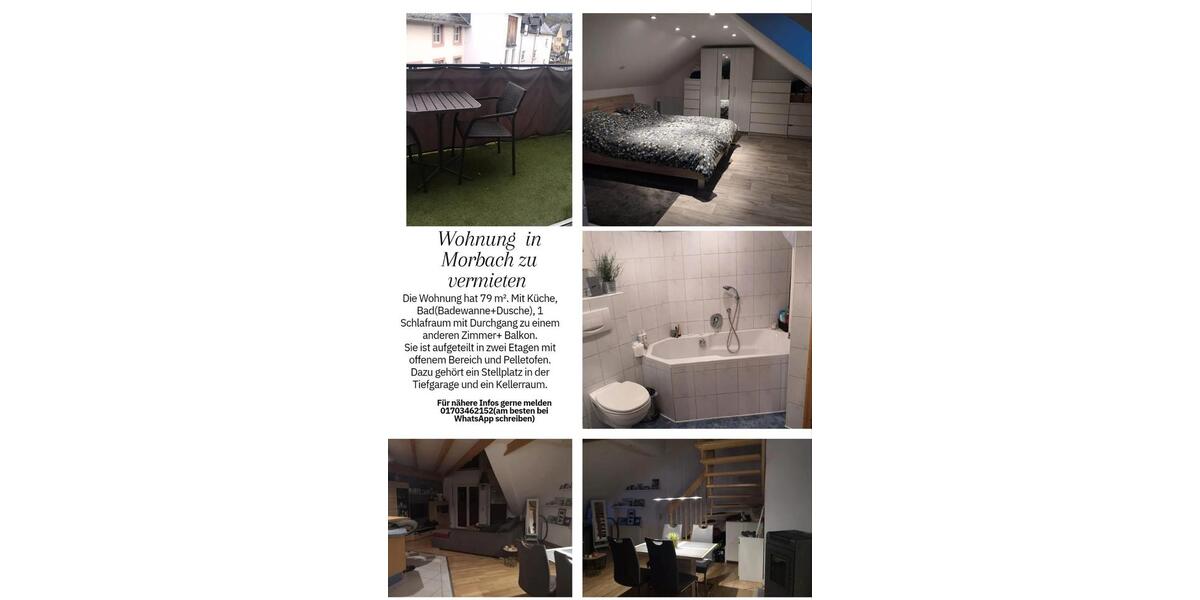 Etagenwohnung Morbach - 2 Zimmer, 79 m&sup2;, 750&euro; | Angebot:24704907