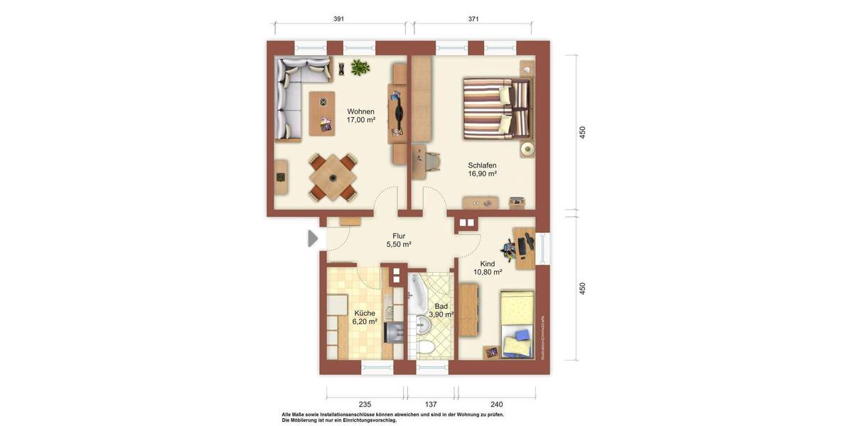 Etagenwohnung Zittau - 3 Zimmer, 60 m&sup2;, 327&euro; | Angebot:26139235
