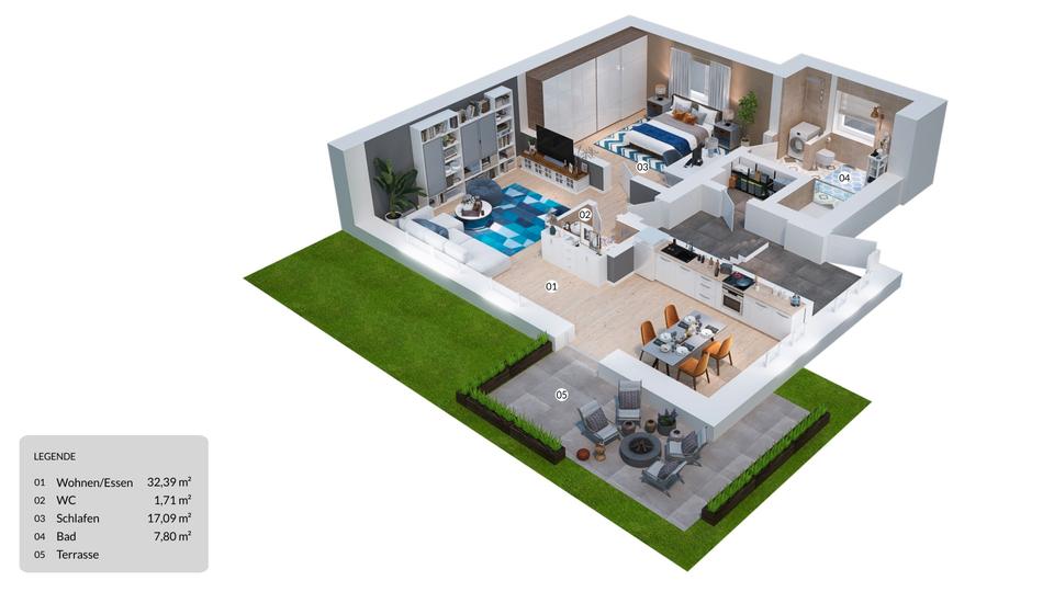 Etagenwohnung Neuenhaus - 2 Zimmer, 65 m&sup2;, 865&euro; | Angebot:21092835