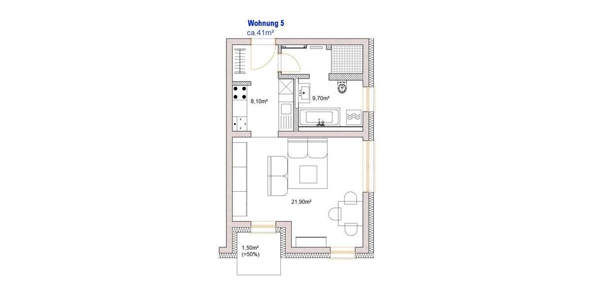 Erdgeschoßwohnung Naumburg (Saale) - 1 Zimmer, 41 m&sup2;, 550&euro; | Angebot:18940628