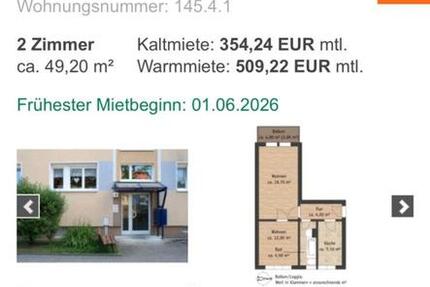 Wohnung Pirna - 2 Zimmer, 49 m&sup2;, 510&euro; | Angebot:25257825
