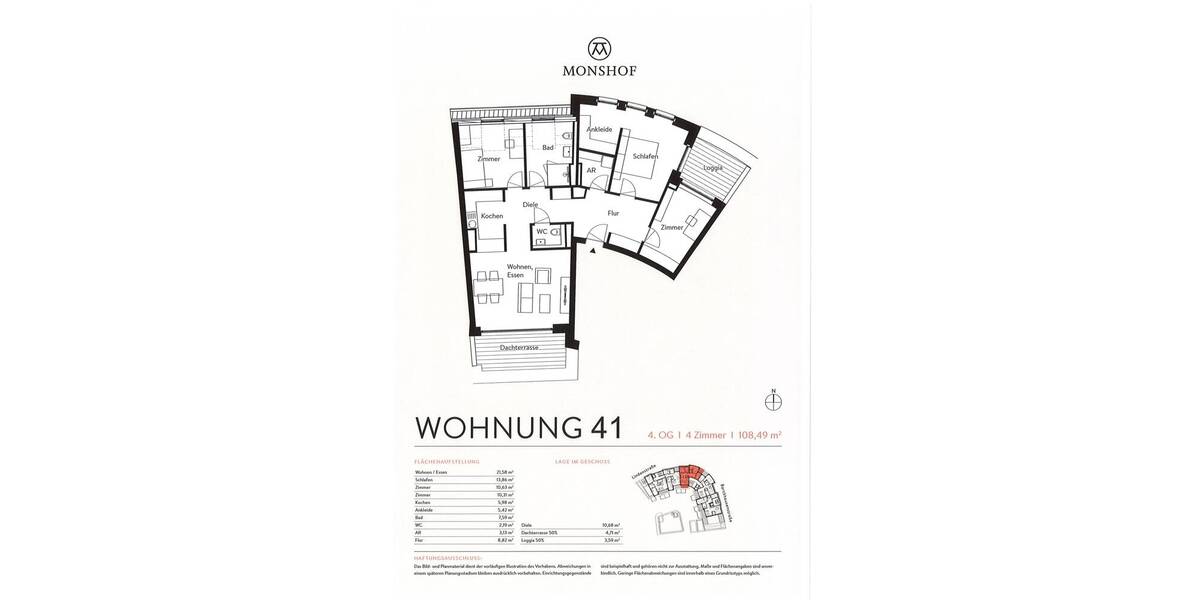 Etagenwohnung Lüneburg Rotes Feld - 4 Zimmer, 108 m&sup2;, 1.950&euro; | Angebot:25986358