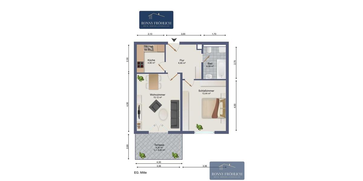 Erdgeschoßwohnung Oelsnitz (Erzgebirge) - 2 Zimmer, 49 m&sup2;, 425&euro; | Angebot:26614231
