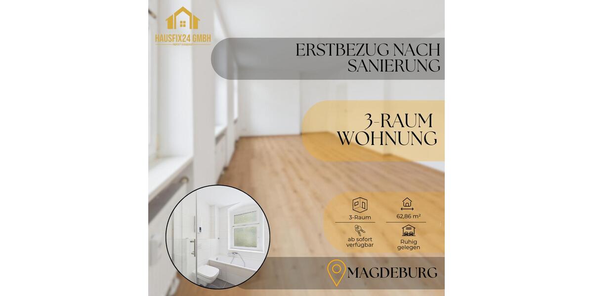 Etagenwohnung Magdeburg - 3 Zimmer, 63 m&sup2;, 618&euro; | Angebot:25271762