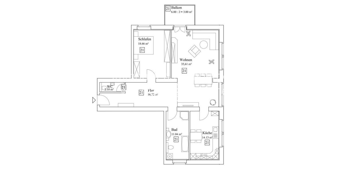 Etagenwohnung Grasleben - 2 Zimmer, 102 m&sup2;, 739&euro; | Angebot:25606945
