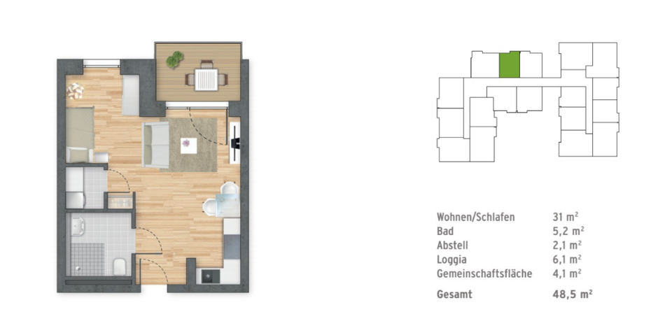 Betreutes Wohnen - 1-Zimmerwohnung zum Erstbezug in Schwandorf 1 zimmer