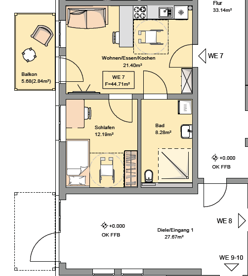 Etagenwohnung Eppenbrunn - 2 Zimmer, 44 m&sup2;, 680&euro; | Angebot:23981818