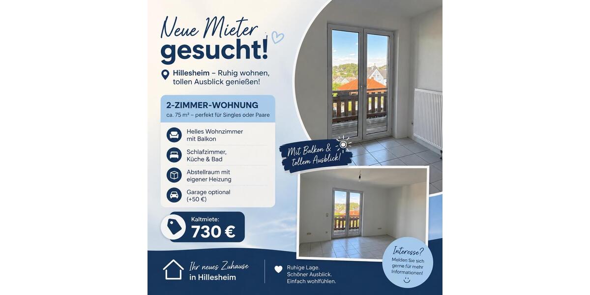 Etagenwohnung Gerolstein - 2 Zimmer, 75 m&sup2;, 730&euro; | Angebot:26506379
