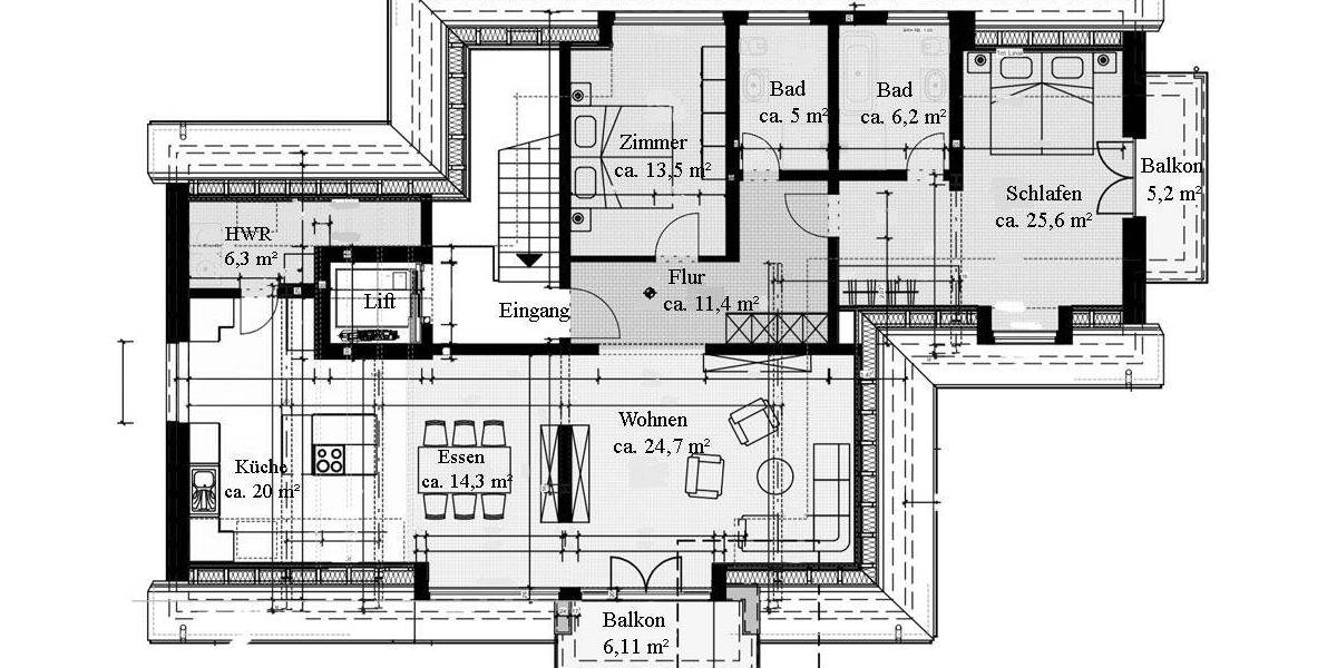 Etagenwohnung Dippoldiswalde Malter - 3 Zimmer, 117 m&sup2;, 1.414&euro; | Angebot:26557941