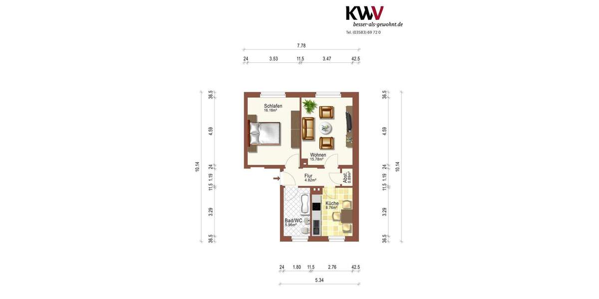 Etagenwohnung Olbersdorf - 2 Zimmer, 50 m&sup2;, 305&euro; | Angebot:25815678