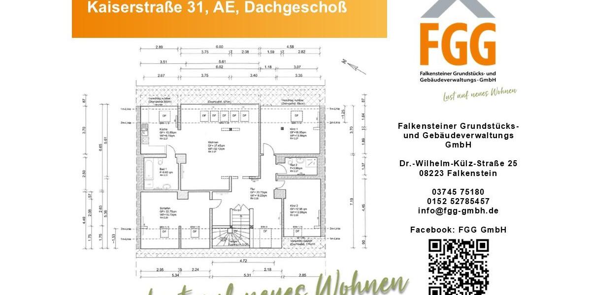 Große 4-R-Wohnung im Dachgeschoß 4 zimmer