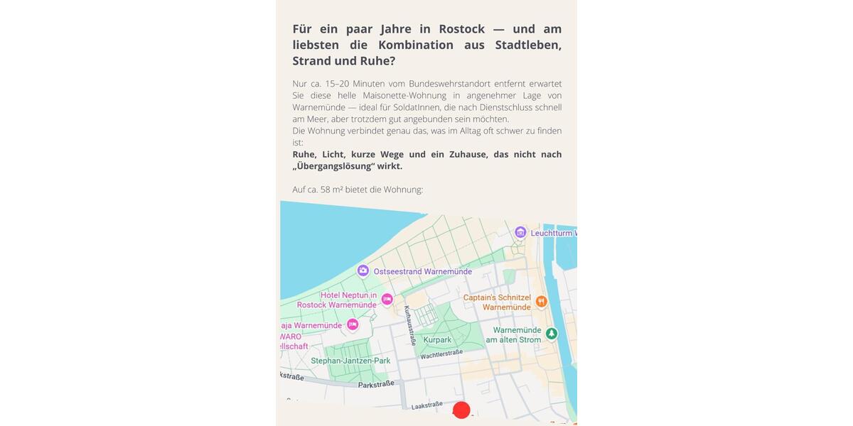Maisonettenwohnung Rostock Hohe Düne - 2 Zimmer, 58 m&sup2;, 870&euro; | Angebot:26638592
