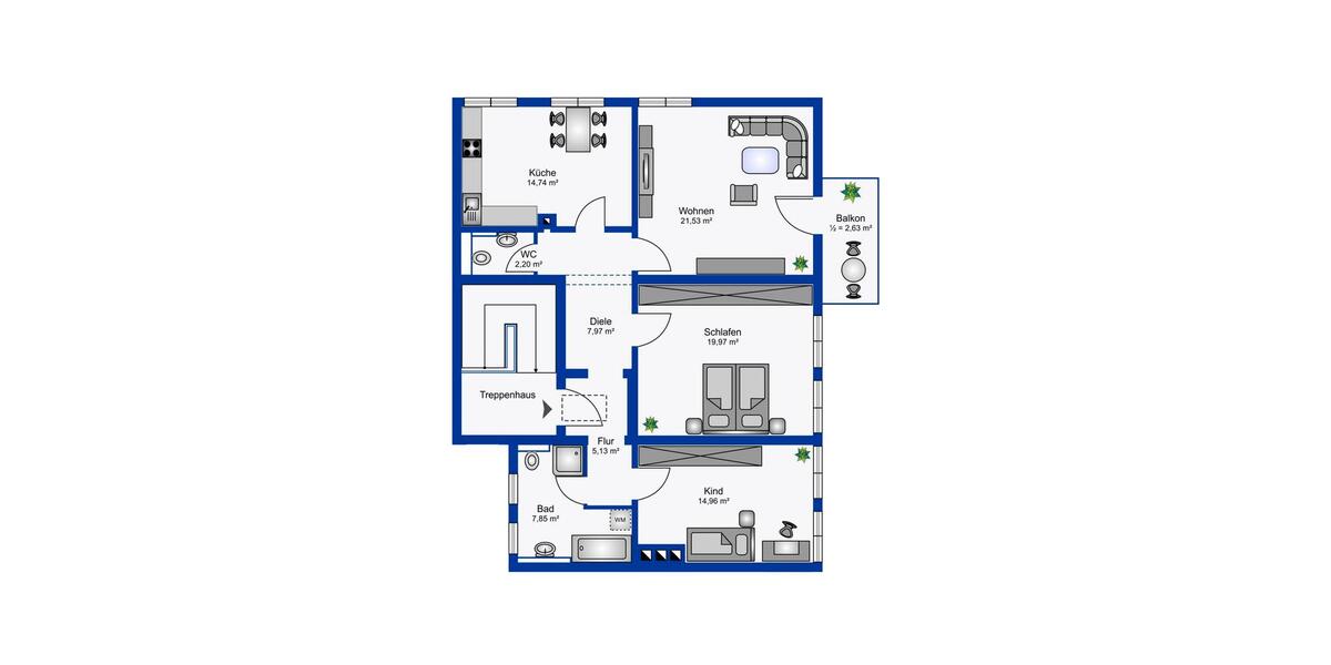 Etagenwohnung Geretsried - 3 Zimmer, 97 m&sup2;, 1.450&euro; | Angebot:24803138