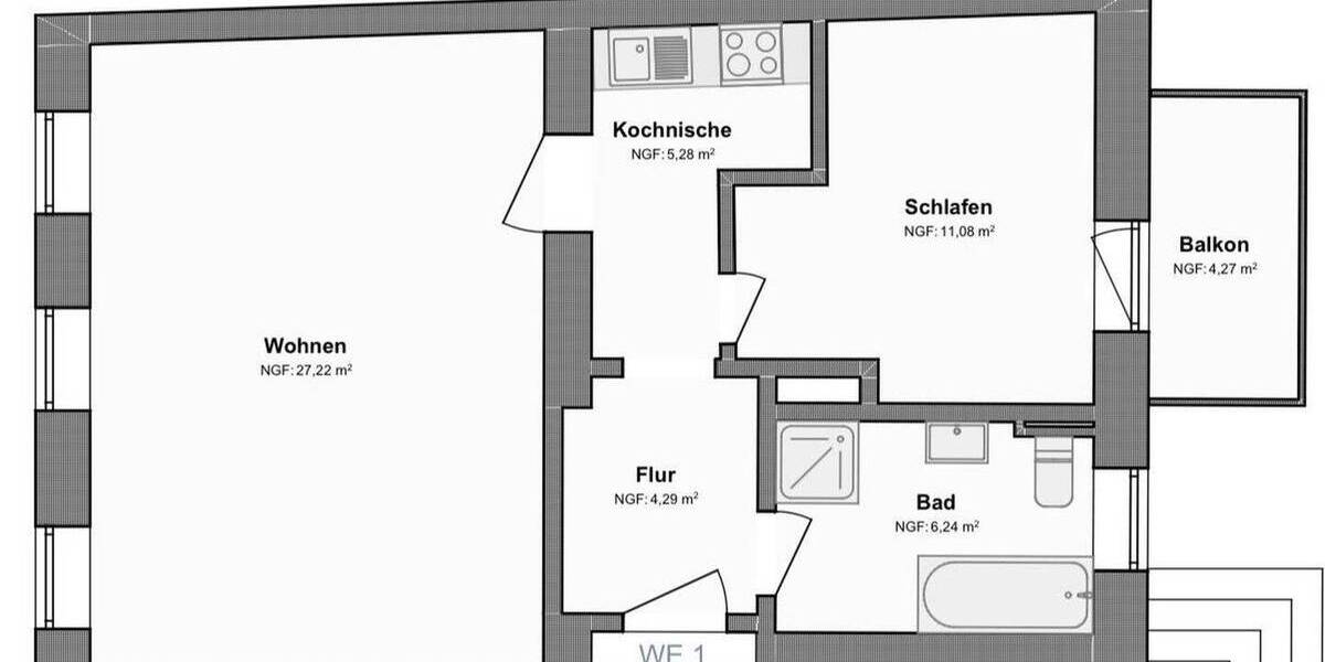 Etagenwohnung Dessau-Roßlau Roßlau - 2 Zimmer, 59 m&sup2;, 443&euro; | Angebot:26040846