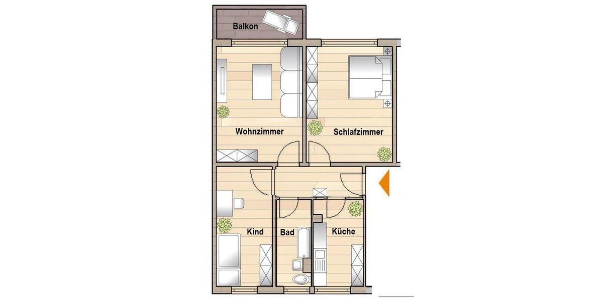 Erdgeschoßwohnung Sangerhausen - 3 Zimmer, 61 m&sup2;, 376&euro; | Angebot:26381103