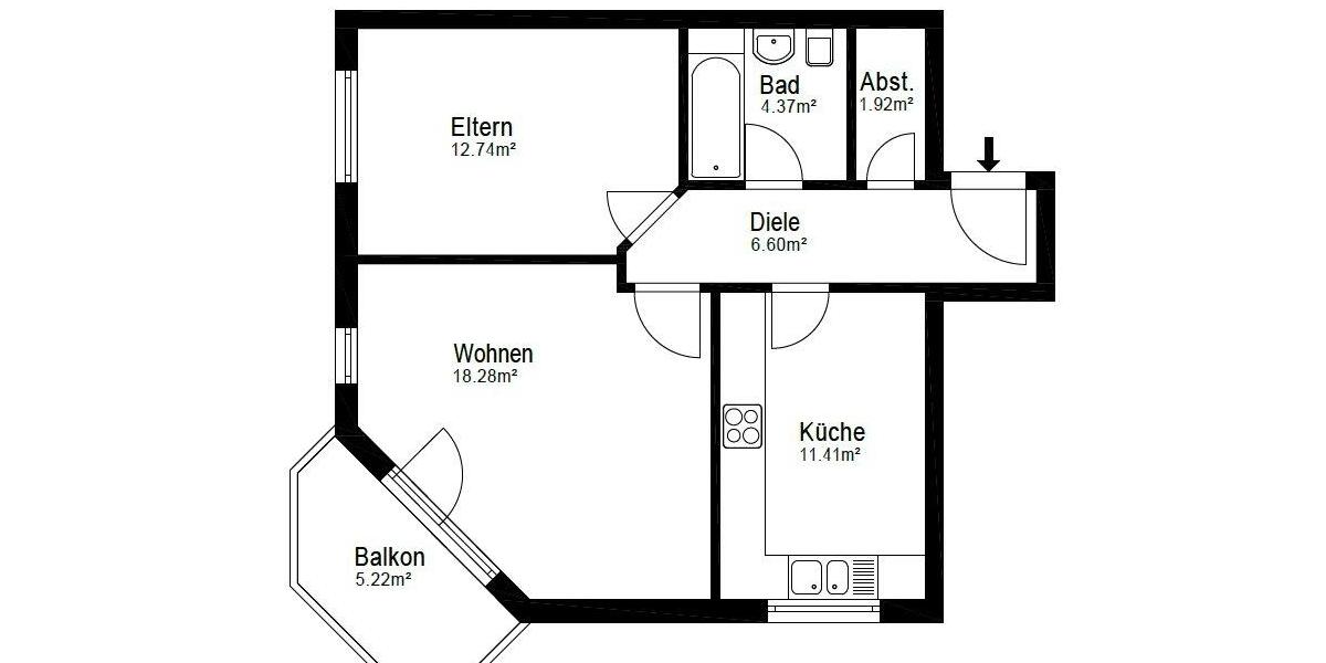 Etagenwohnung Steinhöfel - 2 Zimmer, 57 m&sup2;, 695&euro; | Angebot:26227471