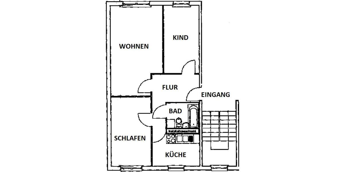Etagenwohnung Bernsdorf - 3 Zimmer, 61 m&sup2;, 195&euro; | Angebot:26564882