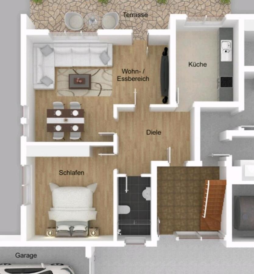 gepflegte 2,5 Zimmer EinliegerWohnung mit gr. Terasse