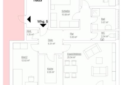 3-Zimmer-Wohnung mit 94 m² und Balkon 3 zimmer