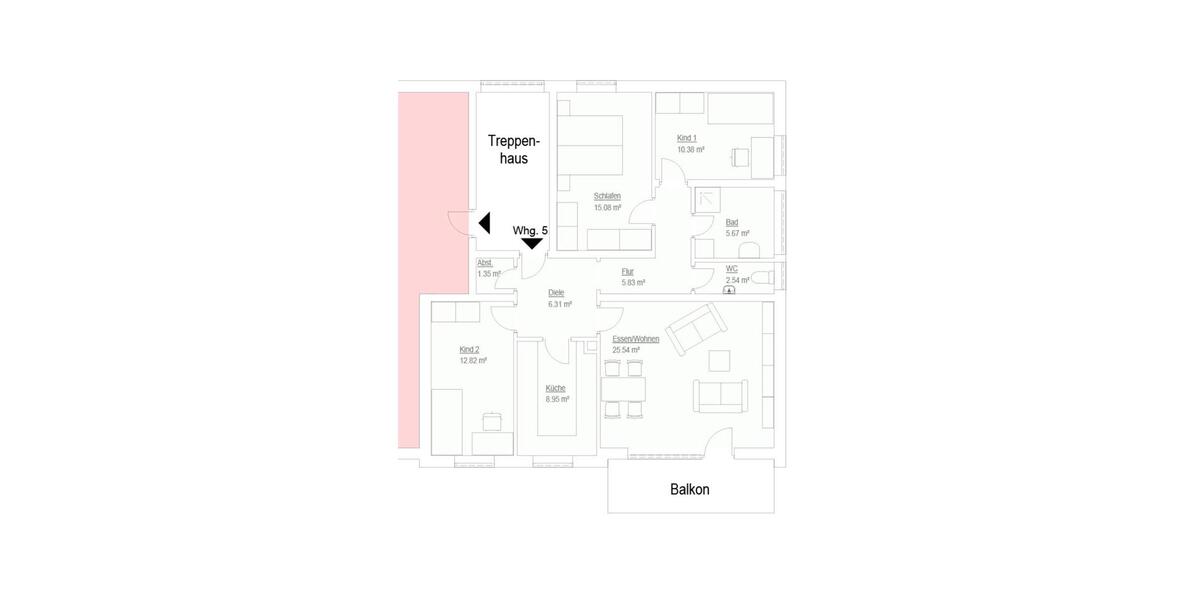 3-Zimmer-Wohnung mit 94 m² und Balkon 3 zimmer