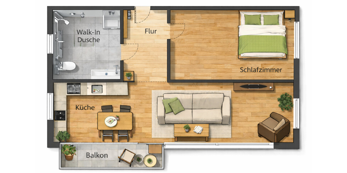 Erdgeschoßwohnung Gladenbach - 2 Zimmer, 50 m&sup2;, 650&euro; | Angebot:24872467