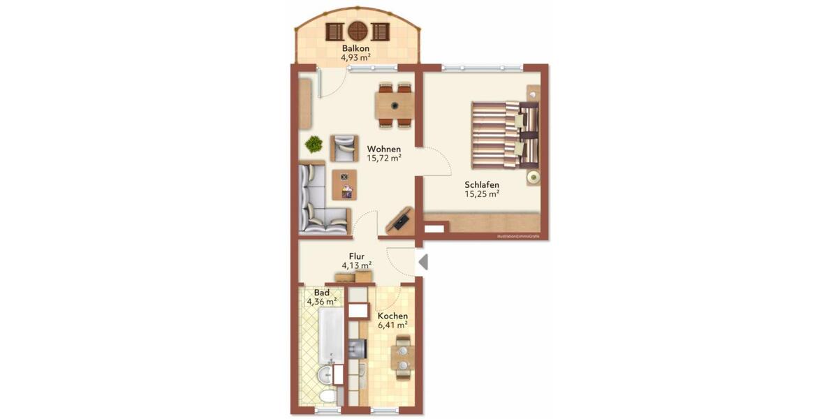 Etagenwohnung Malchin - 2 Zimmer, 48 m&sup2;, 263&euro; | Angebot:25219748